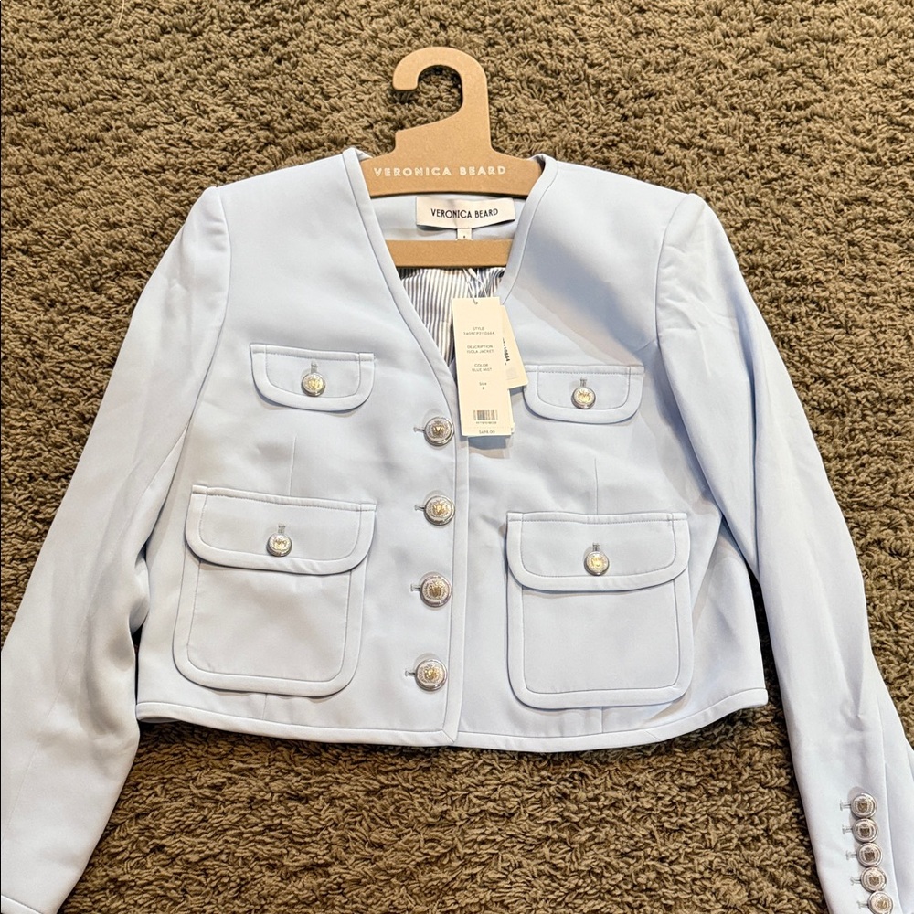 Veronica Beard Sky Blue Cropped Jacket - Picture 2 of 5